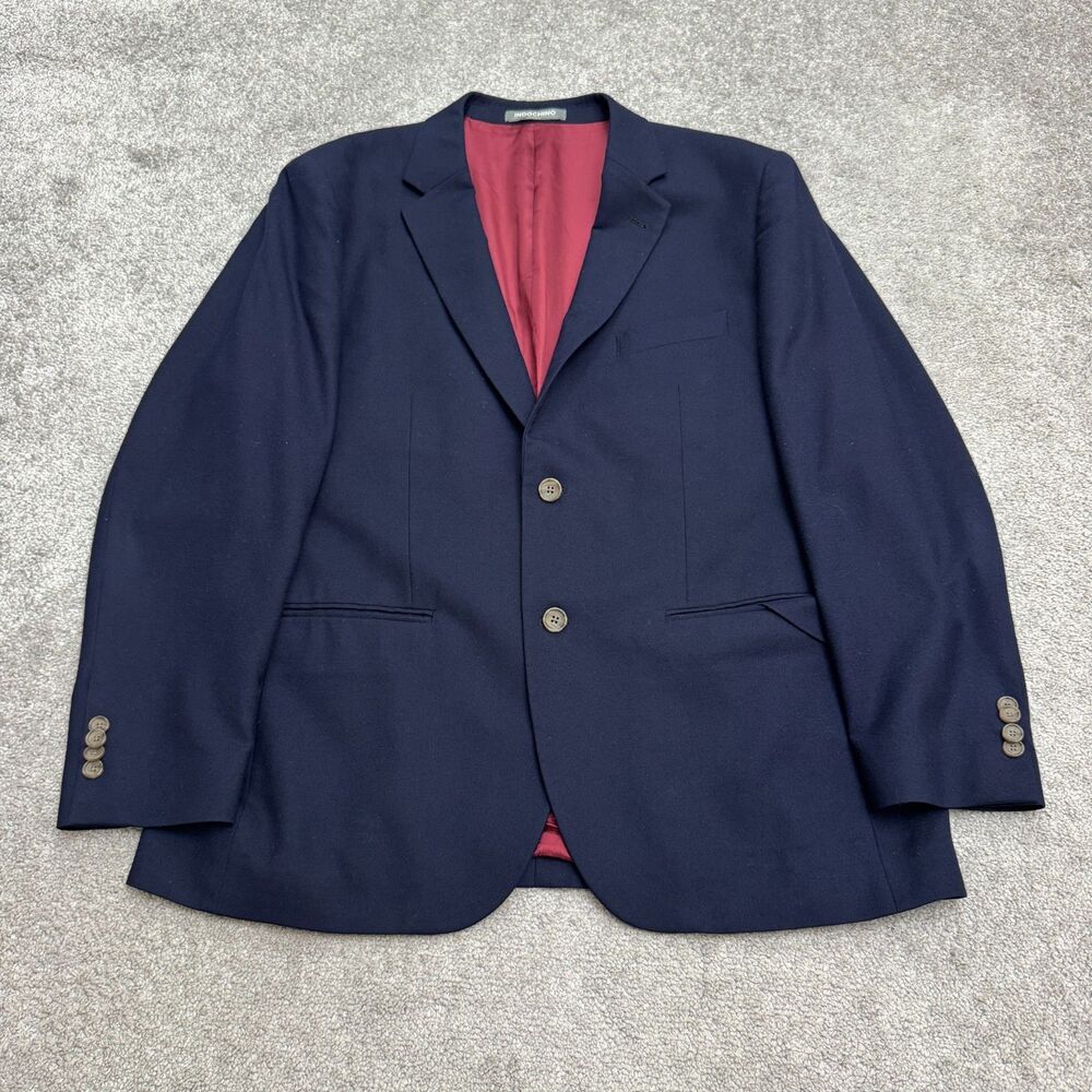 Indochino 100% Wool Suit Blazer Jacket Mens 46 Navy Blue Notch Lapel Double Vent